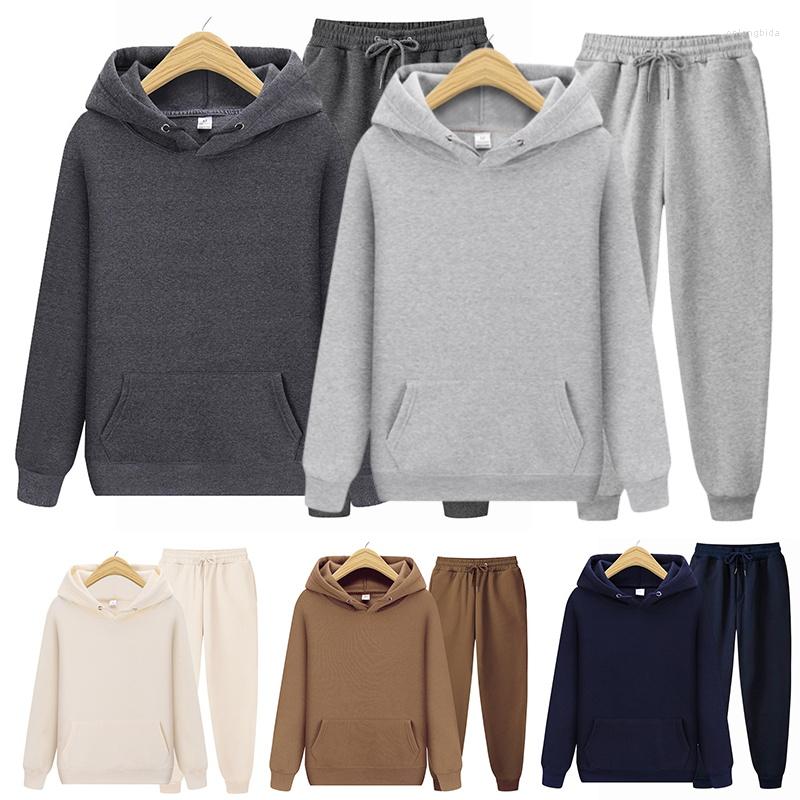 Men's Tracksuits Tracksuit Autumn Winter Long Sleeve Pullover Hoodie Pants Two-Pieces Sets Fashion Solid Color Sweatsuit Casual Home Suits
