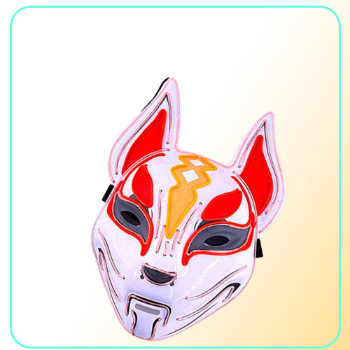 Halloween Cosplay Party LED Light up Mask Colorful Neon Light EL Mask Japanese Anime Fox Mask Glow In The Dark DJ Club Props Y22052611646