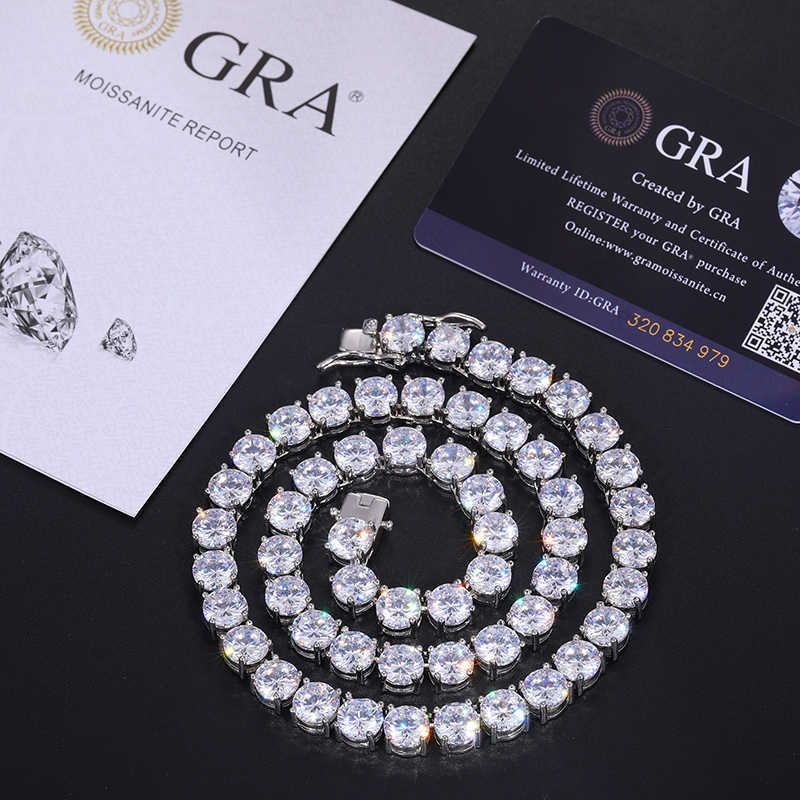 Pendant 8mm-10mm High Quality VVS1 Moissanite Tennis S Sterg Sier Men's And Women's Necklace Passes Dia Testing Free Shipping