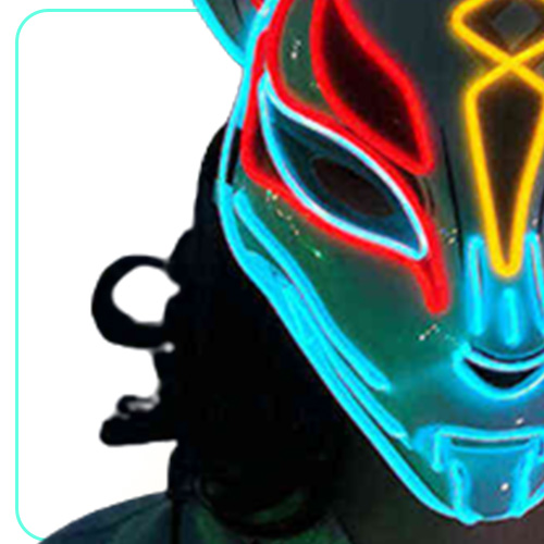 Halloween Cosplay Party LED Light up Mask Colorful Neon Light EL Mask Japanese Anime Fox Mask Glow In The Dark DJ Club Props Y22052611646