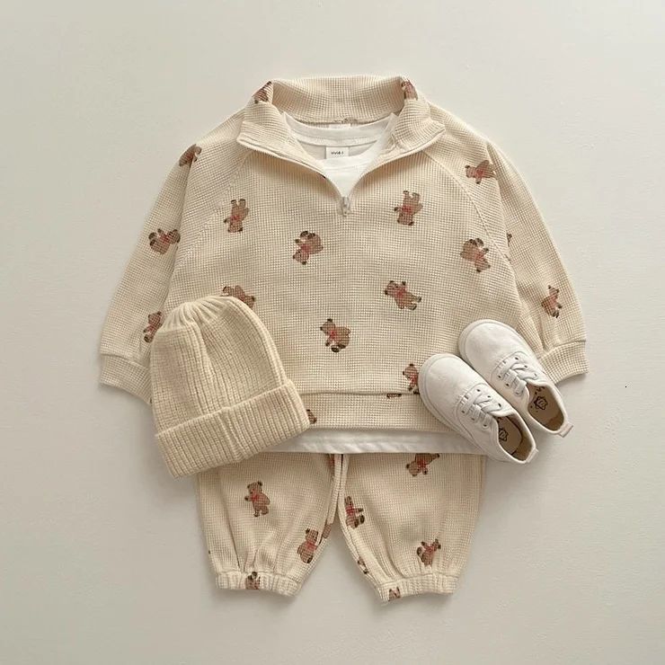 Clothing Sets born Baby Girls Boys Solid Color Clothes Set Long Sleeve O-neck Tops Long Pants Kid Clothing Outfit Infant Boy Clothes 230814