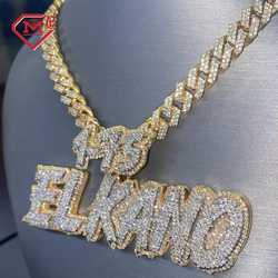Moissanite hip-hop style bracelet and necklace Hip Hop Mens Iced Out Pass Tester Sterling Sier Custom Moissanite Name Pendant "Premium Customizat