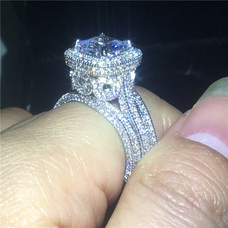 Wedding Rings Vintage 3in1 Diamond cz Ring sets 925 sterling silver Jewelry Promise Engagement band for Women men Party Bijou 230814