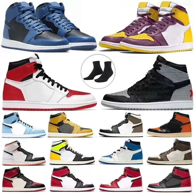 With Box Jumpman Mens Basketball Shoes High Cut UNC University Blue Gold Top Mocha Cactus Jack Obsidian Banned Bred Bordeaux Fragment Toe Men Women Trainer Sports