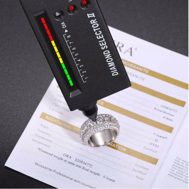 Popular Pass Diamond Tester Men's Ring 925 Silver White Gold Moisanite Eternal Iced Hip Hop Ring