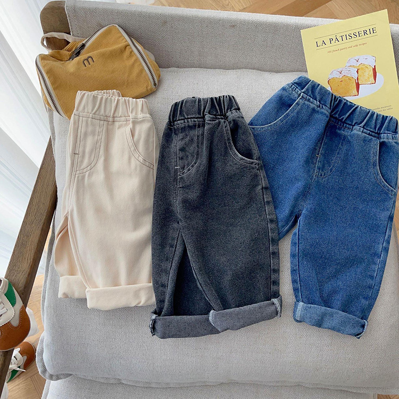 Trousers MILANCEL Baby Pants Solid Kids Jeans Casual Boys Denim Soft Girls Fashion 230814
