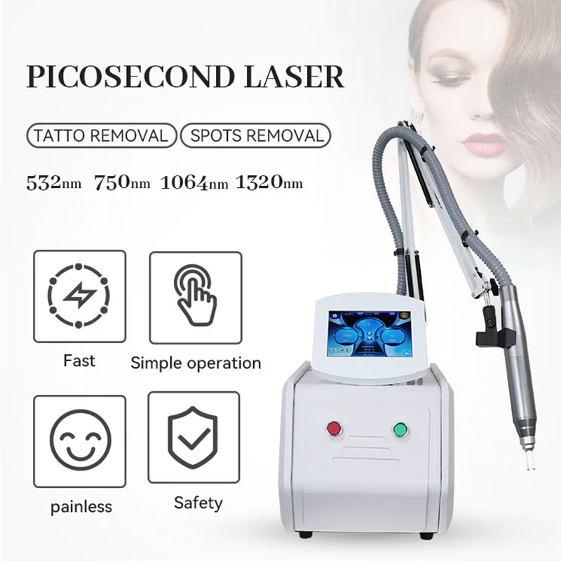 Portable 532Nm 755Nm 1064Nm Nd Yag Eyebrows Lipliner Tattoo Removal Acne Treatment Skin Tightening Picosecond Laser Machin