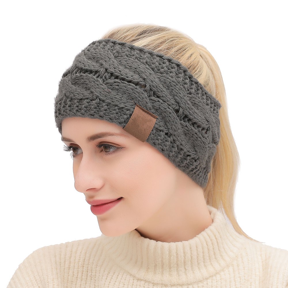 C Hairband Colorful Knitted Crochet Twist Headband Winter Ear Warmer Elastic Hair Band Wide Hair Accessories