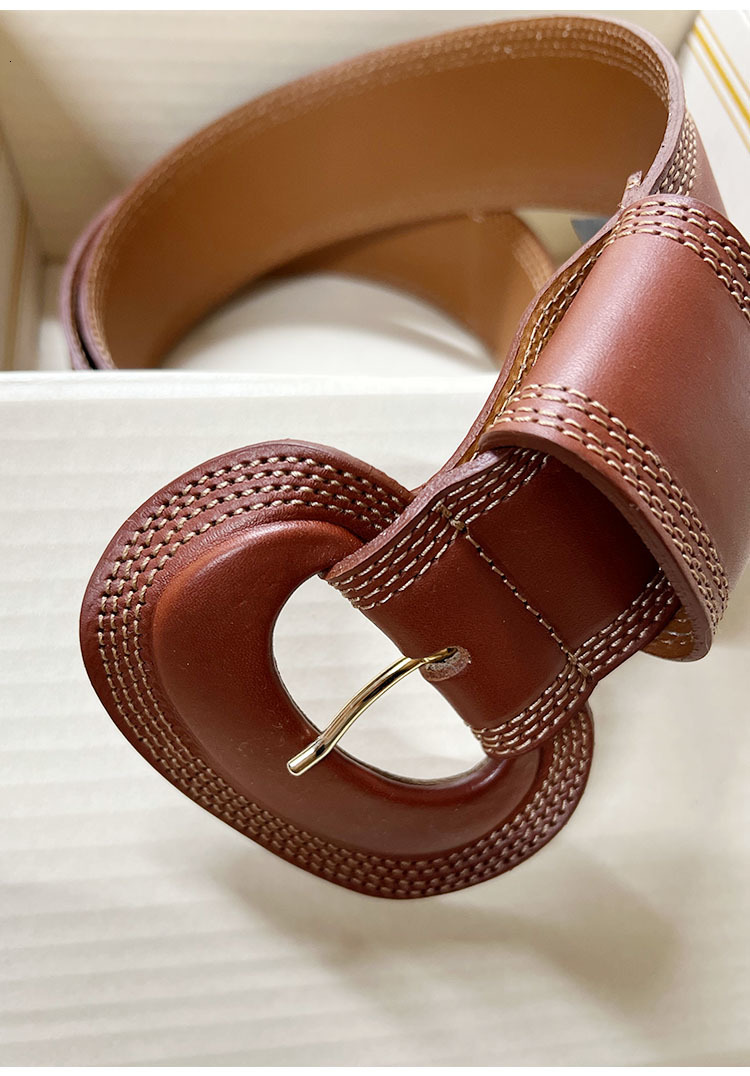 Other Fashion Accessories Belts 2023 Simple Allmatch Widebrimmed Genuine Leather Cowhide Retro Belt Ladies 230814