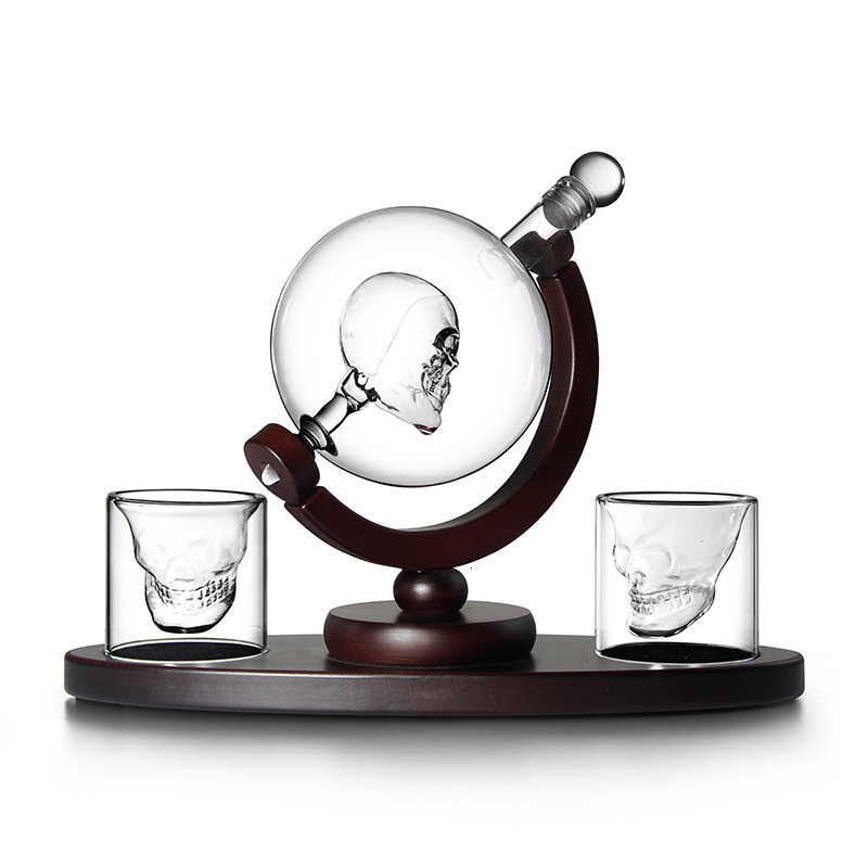 Hip Flasks Z-NING Creative Glass Skull Bottle Set Whiskey Glass Home Bar Decoration Red Wine Decanter Vodka Glass Wine Set Liquor Bottle 230814