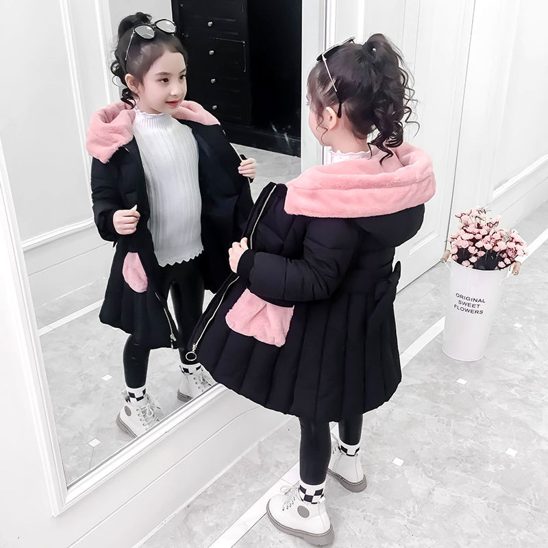 Jackets 30 Russian fashion Winter Jacket for Girl Hooded Coat Children snowsuit Down cotton Clothes Outerwear Long parka clothing 230814