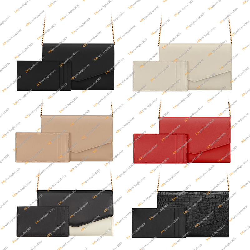 Ladies Fashion Designe Luxury Envelope UPTOWN Chain Bags Wallet in Grain De Pouder EmBossed Leather Crossbody Handbag Shoulder Bag Top Mirror Quality 607788