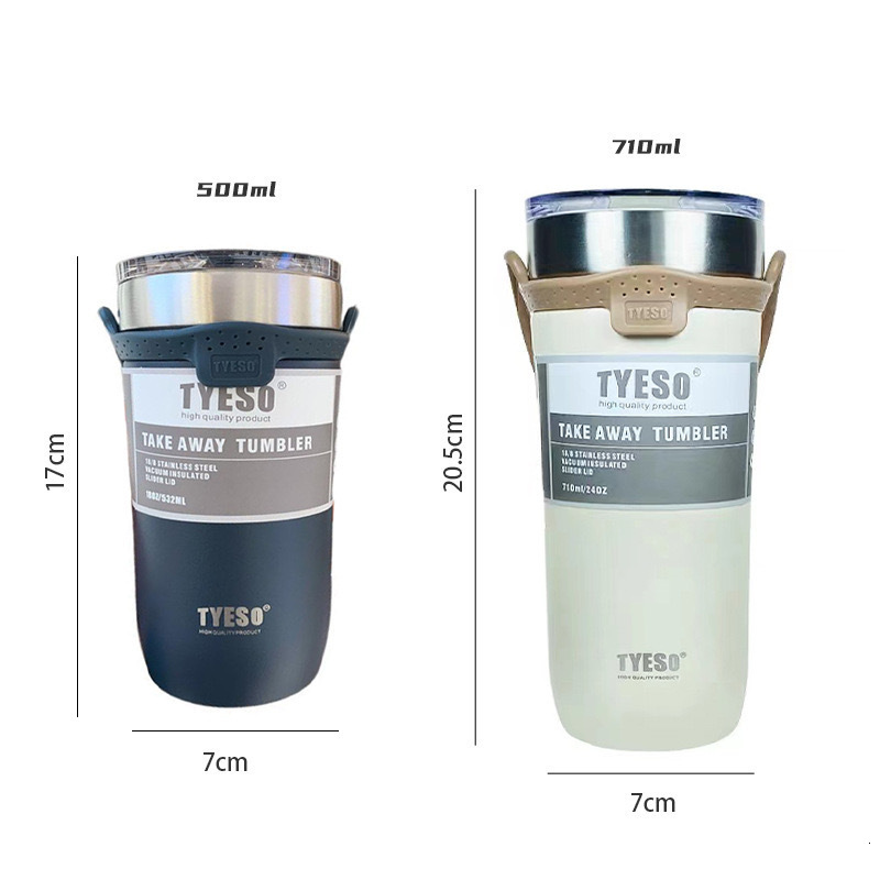 Mugs TYESO Cup Thermal Stainless Steel Coffee Mug Double Thermos Water Bottle Vacuum Flask Insulated Travel Car Beer Cups With Straw 230815