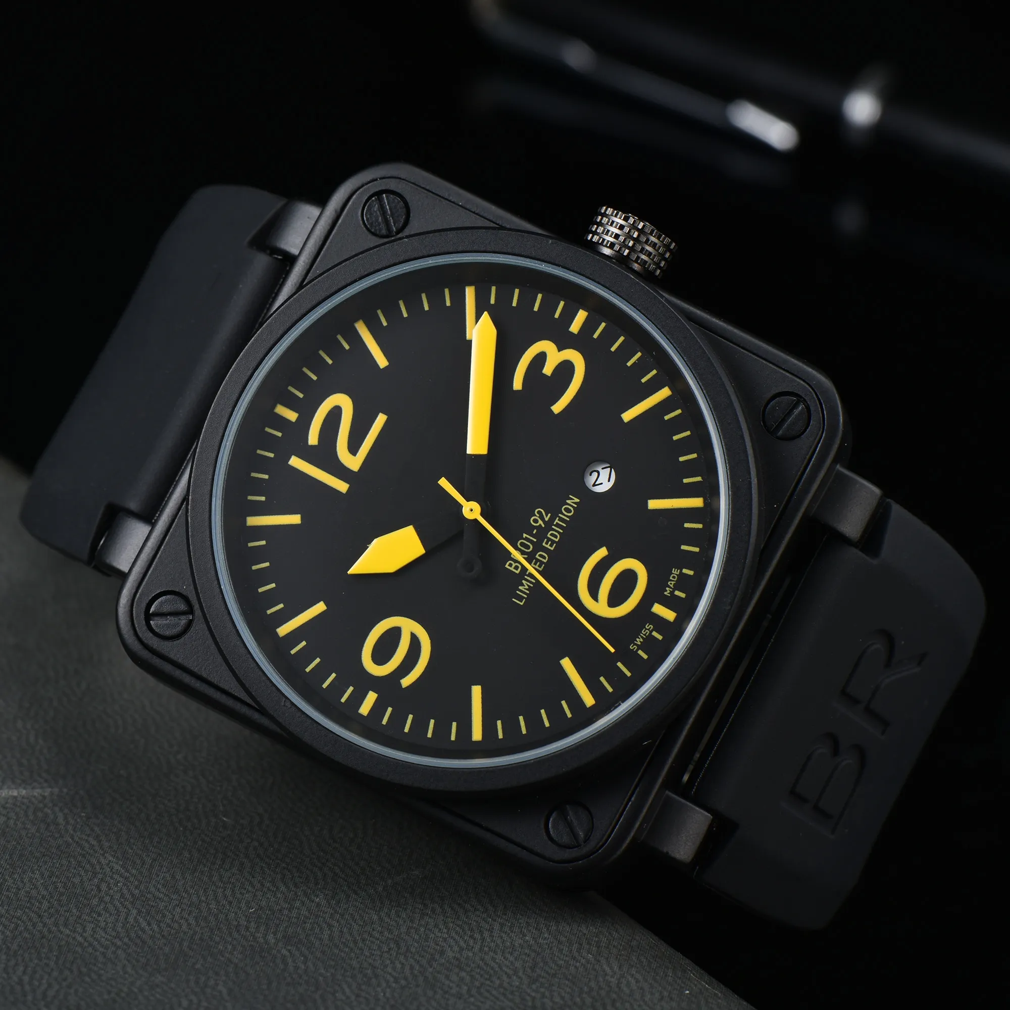 Wristwatches Men bell Automatic Mechanical Watch Brown Leather Black Rubber ross Wristwatches watches gift