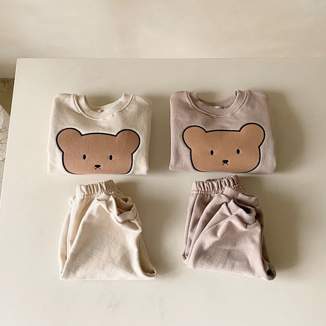Clothing Sets born Baby Girls Boys Solid Color Clothes Set Long Sleeve O-neck Tops Long Pants Kid Clothing Outfit Infant Boy Clothes 230814