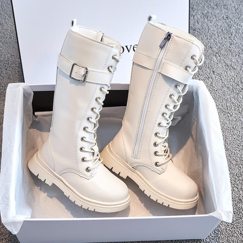 Boots Zip Kids Leather For Girls Boys High Mid Calf Fashion Autumn Winter Solid Colors Non Slip Long Snow 230814