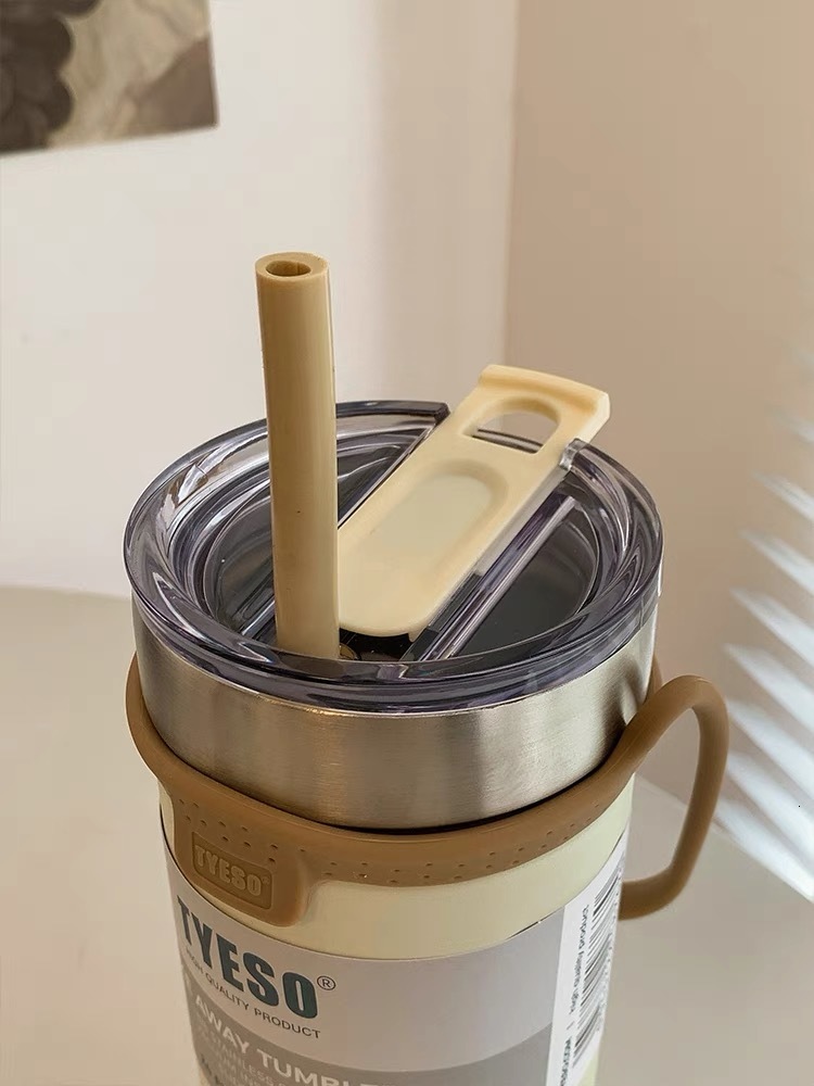 Mugs TYESO Cup Thermal Stainless Steel Coffee Mug Double Thermos Water Bottle Vacuum Flask Insulated Travel Car Beer Cups With Straw 230815