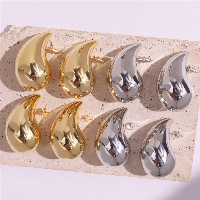 Stud HangZhi Huge Size 5CM Water Drop Earring for Women Brass Chunky Hollow Smooth Exaggerated Thick Large Jewelry 230815