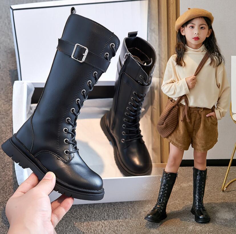 Boots Zip Kids Leather For Girls Boys High Mid Calf Fashion Autumn Winter Solid Colors Non Slip Long Snow 230814