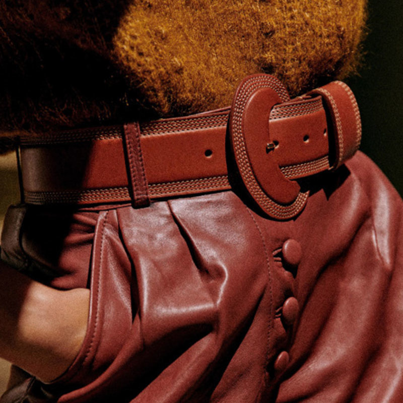 Other Fashion Accessories Belts 2023 Simple Allmatch Widebrimmed Genuine Leather Cowhide Retro Belt Ladies 230814