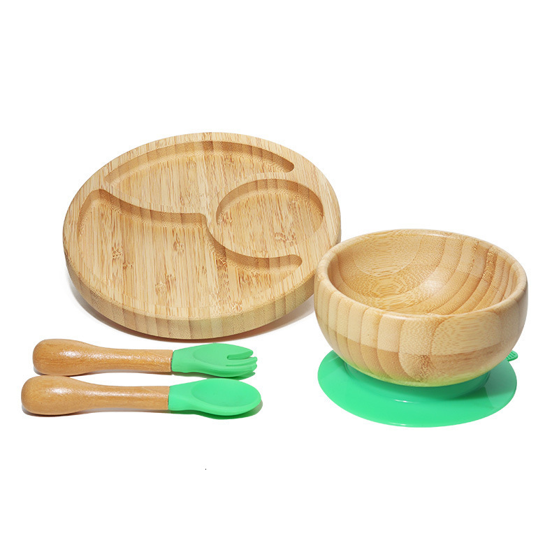 Cups Dishes Utensils Baby Feeding Bowl Dinner Plate Wooden Kids Dinnerware With Silicone Suction Cup Fork Spoon Children s 230814