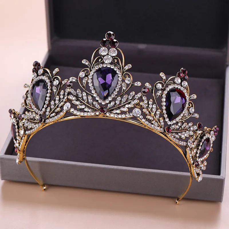 Baroque Vintage Crystal Bridal Crowns Hairbands Red Bridal Tiaras Headbands Wedding Diadem Queen Crown Party Tiara Wedding AccessoriesZZ