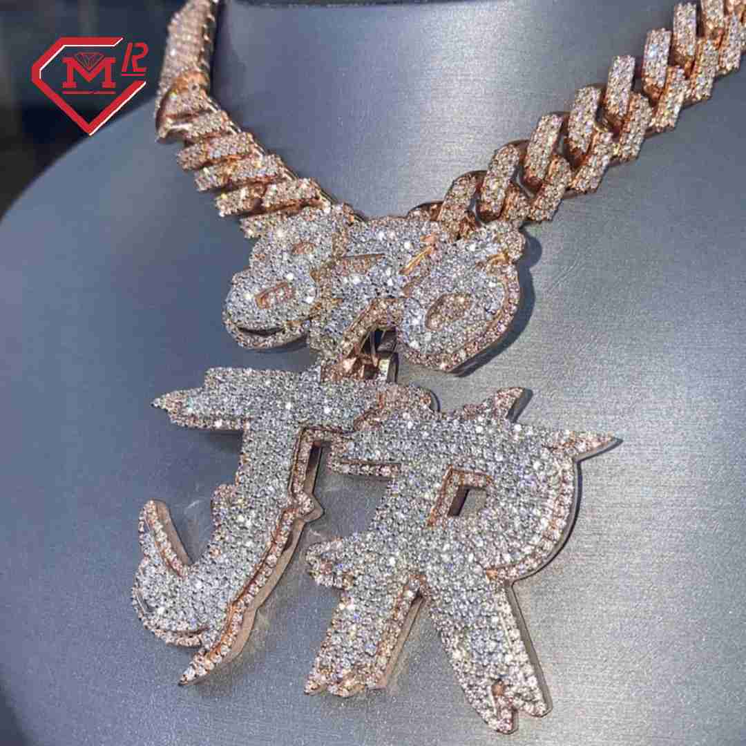 Moissanite hip-hop style bracelet and necklace Hip Hop Mens Iced Out Pass Tester Sterling Sier Custom Moissanite Name Pendant "Premium Customizat