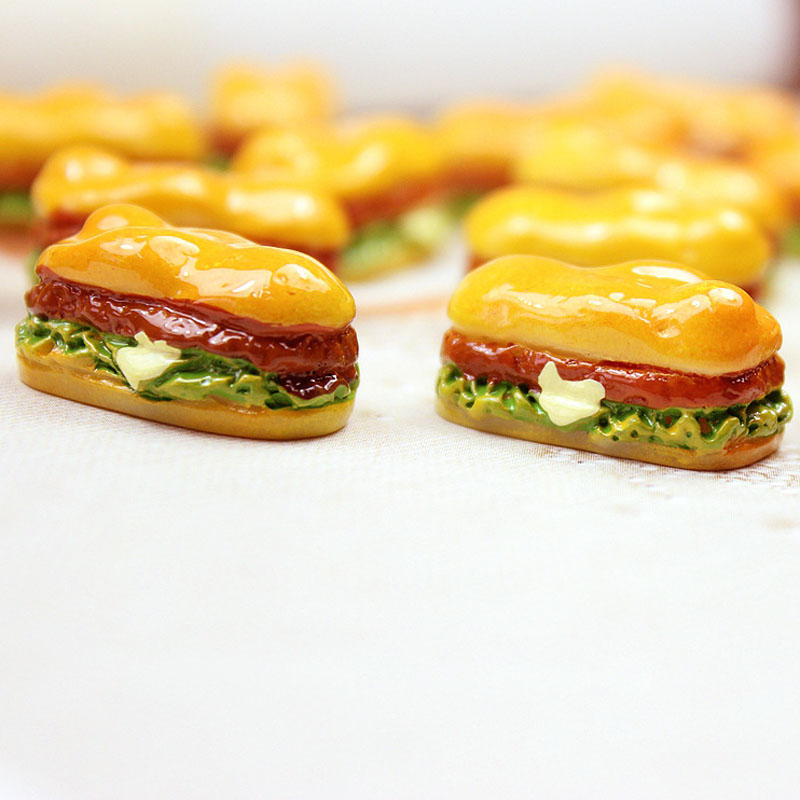 Mini Resin Hamburger Sandwich Charms Pendants Patch For DIY Earrings Key Chains Fashion Jewelry Making