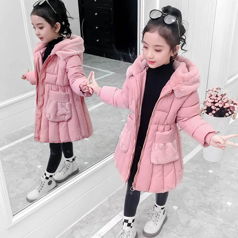 Jackets 30 Russian fashion Winter Jacket for Girl Hooded Coat Children snowsuit Down cotton Clothes Outerwear Long parka clothing 230814