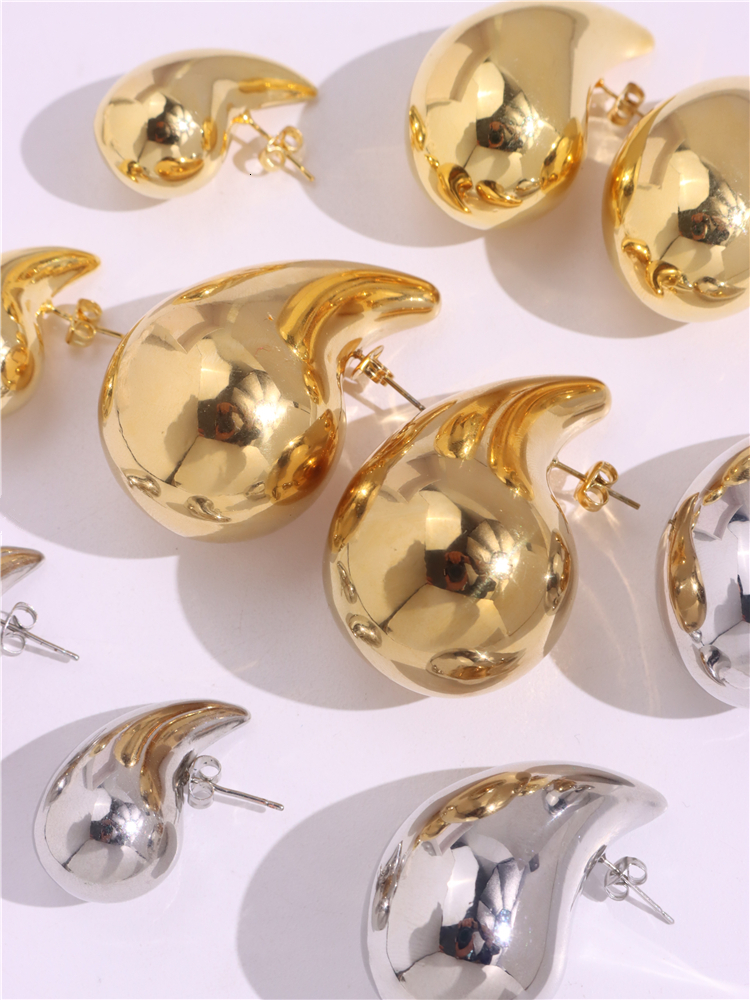 Stud HangZhi Huge Size 5CM Water Drop Earring for Women Brass Chunky Hollow Smooth Exaggerated Thick Large Jewelry 230815
