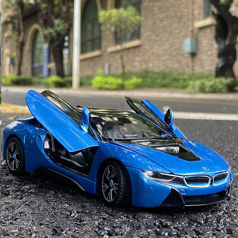 Free delivery 1 24 BMW I8 Supercar alloy car model Diecasts Toy Vehicles Collect gifts Non-remote control type transport toy T230815