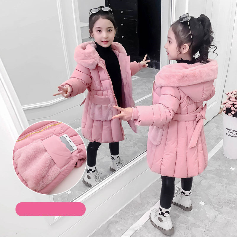 Jackets 30 Russian fashion Winter Jacket for Girl Hooded Coat Children snowsuit Down cotton Clothes Outerwear Long parka clothing 230814