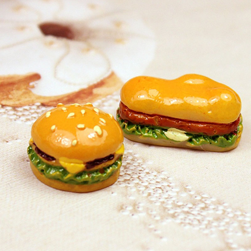 Mini Resin Hamburger Sandwich Charms Pendants Patch For DIY Earrings Key Chains Fashion Jewelry Making