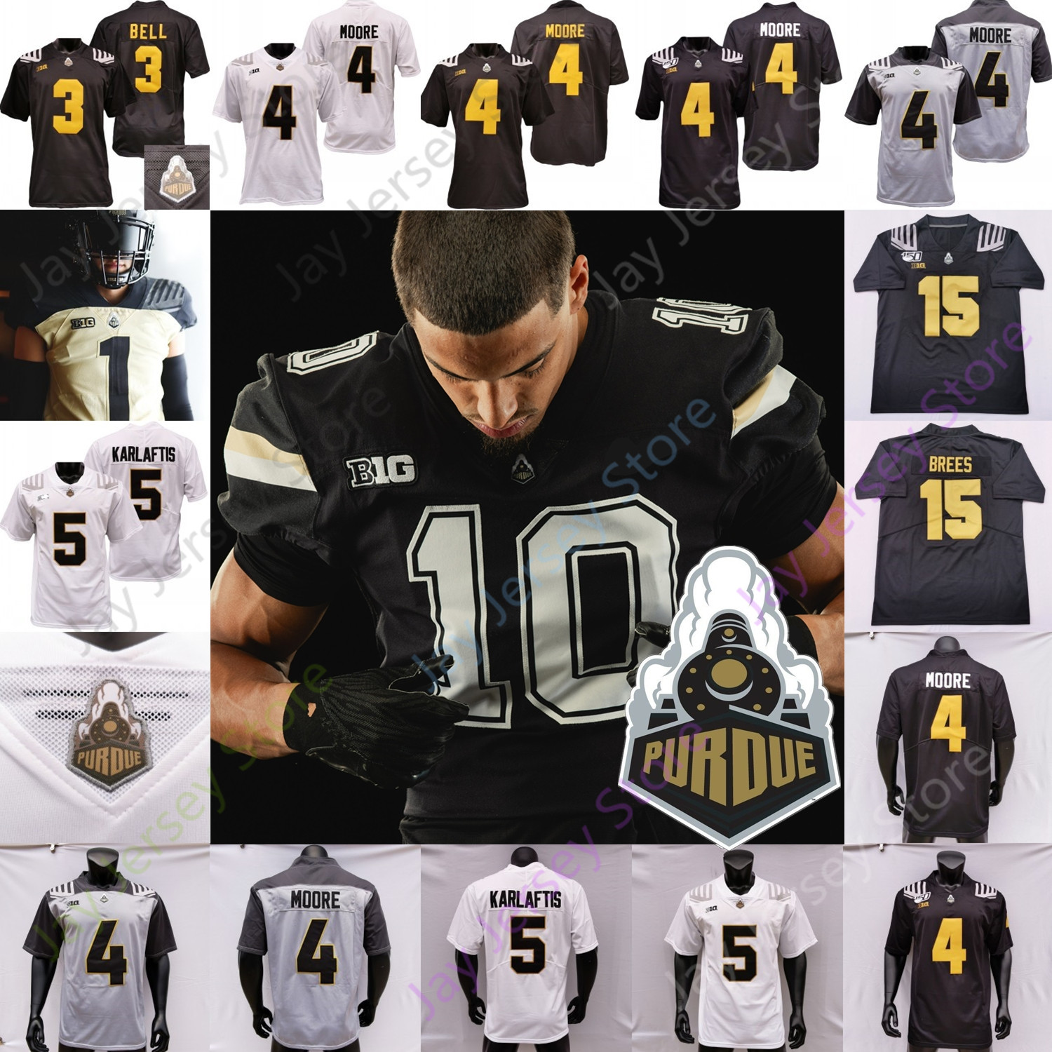 Purdue Boilermakers Football Jersey NCAA College Hudson Card Drew Brees Deion Burks Devin Mockobee Dillon Thieneman Kydran Jenkins Downing Yaseen Moore Bell