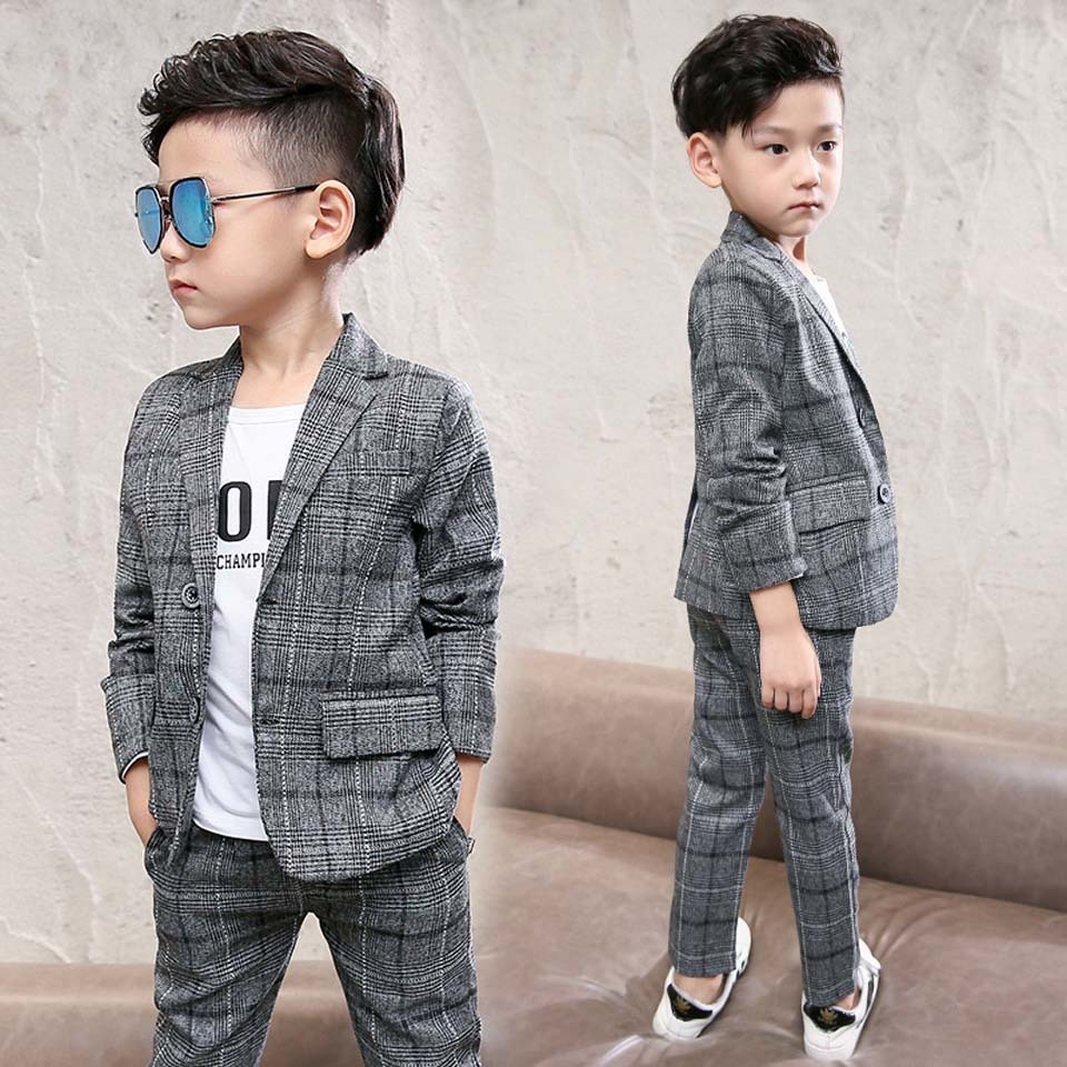 Clothing Sets 2023 Autumn winter Baby Boys Clothes Set Plaid Gentleman Top jacket Pants Outfits Suit Teenager 4 5 6 7 8 9 10 11 12 year 230814