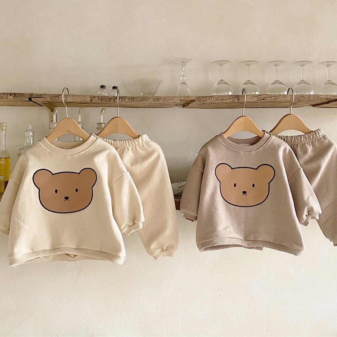 Clothing Sets born Baby Girls Boys Solid Color Clothes Set Long Sleeve O-neck Tops Long Pants Kid Clothing Outfit Infant Boy Clothes 230814