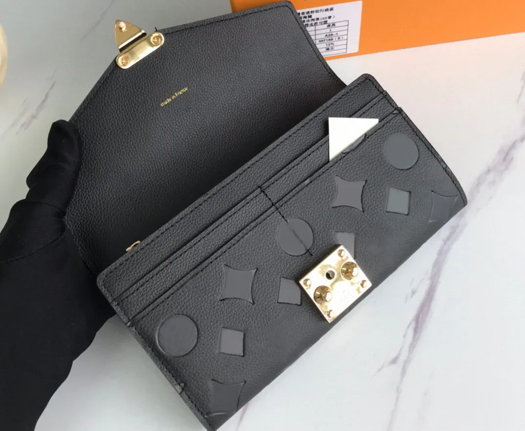 Fashion designer wallets luxury METIS purses womens envelope wallet high-quality embossed flower letter Empreinte credit card holders money clutch bag with box AD