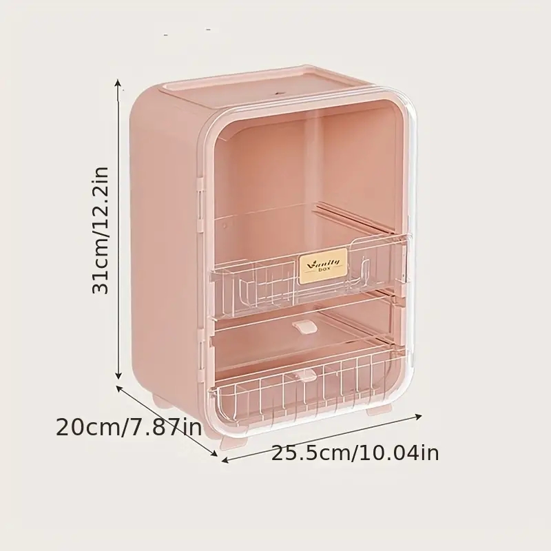 1pc Dustproof Cosmetic Storage Box - Large Capacity Makeup Brush and Skincare Products Organizer with Desktop Display