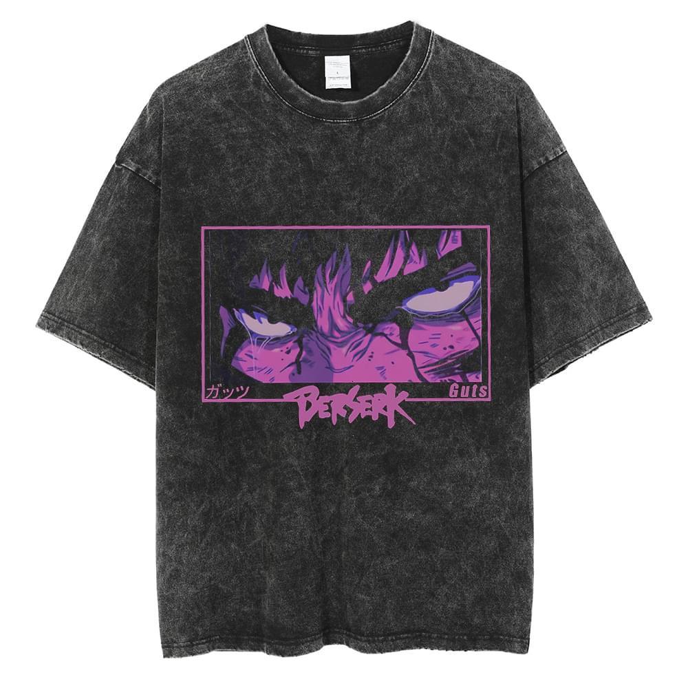 Men's T-Shirts Anime Berserk Tshirt Men Women 100% Cotton Tshirts Guts Washed Vintage T-Shirt Y2k Short-Sleeved Shirts Summer Streetwear Tops 230