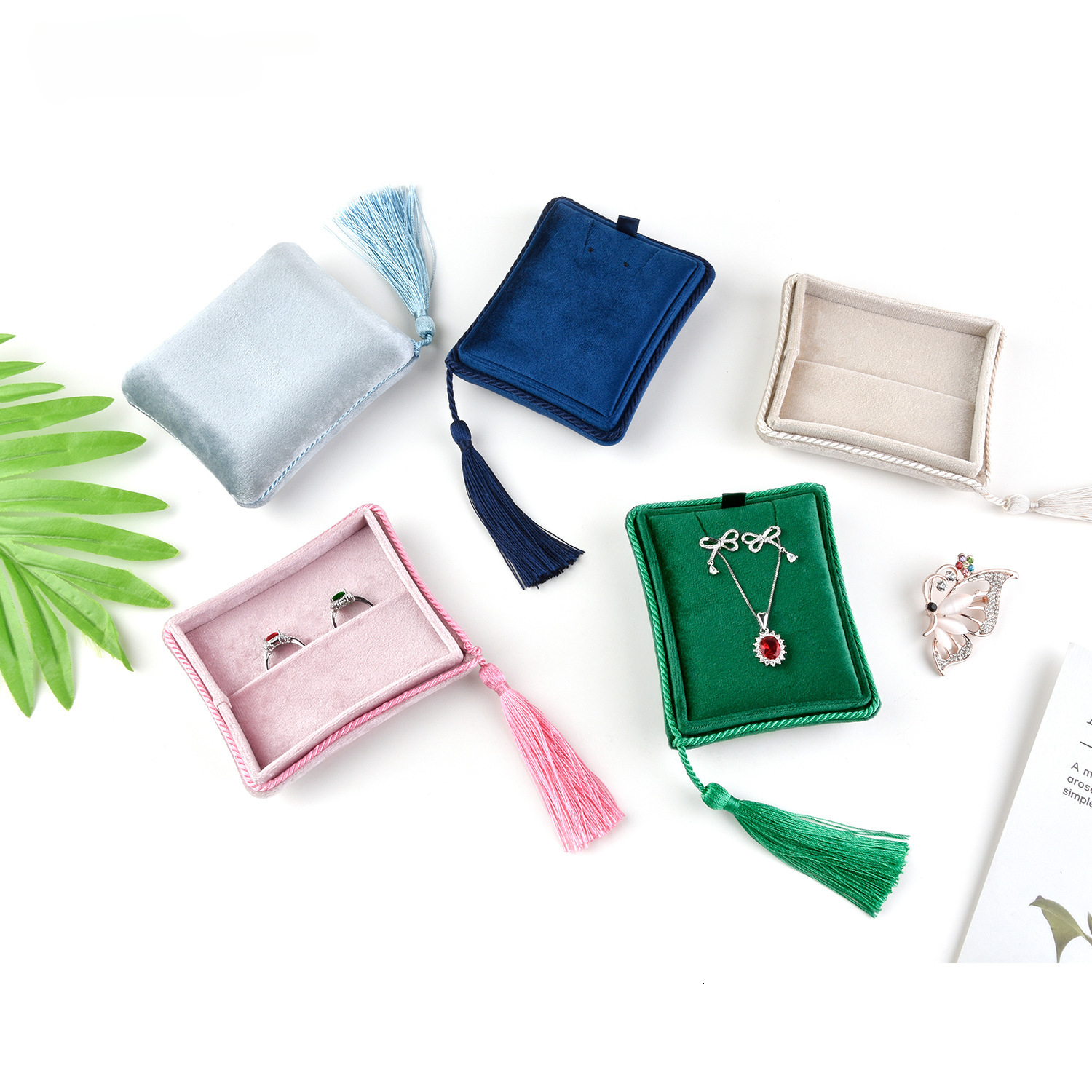 Jewelry Boxes Tassels Ring Box Necklace Holder Portable Trinket Jewelry Box Wedding Propose Box Organizer 230815