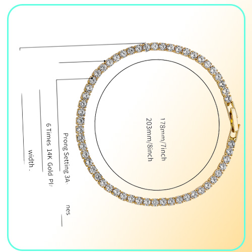 gold bracelet man iced out tennis bracelet chain AAA Cubic Zirconia Silver Womens Bracelets Designer Copper White Diamond Chains B