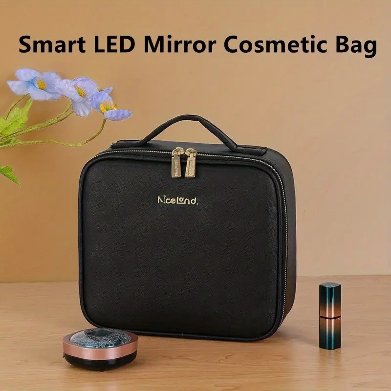 LED Lighted Makeup Bag With Mirror, Travel Makeup Train Case With Adjustable Dividers, Portable With Handle, Perfect Gift For Girls And Women