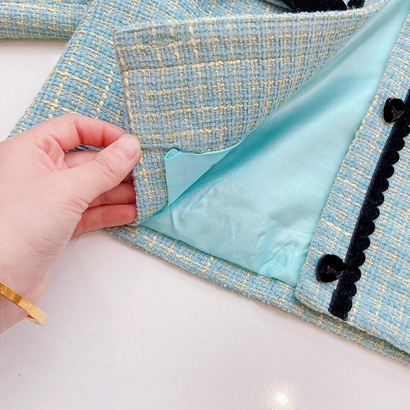 Clothing Sets Sweet Outfits Kids Girls Princess 2pcs Clothes Spring Autumn Children Fashion Blazer Coat Skirt Vintage Suit 230815