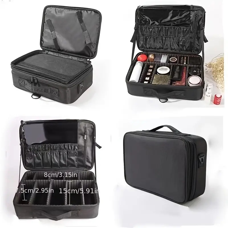 Large Capacity Waterproof Travel Makeup Train Case with Adjustable Dividers, Mirror, and Accessories - Perfect for Professional Makeup Organization