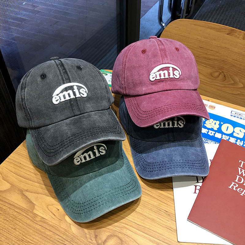 Ball Caps Korean EMIS Letter Baseball Cap Simple Fashion Adjustable Cotton Sun Hat Casual Summer Unisex Hip Hop for Men Women 230816