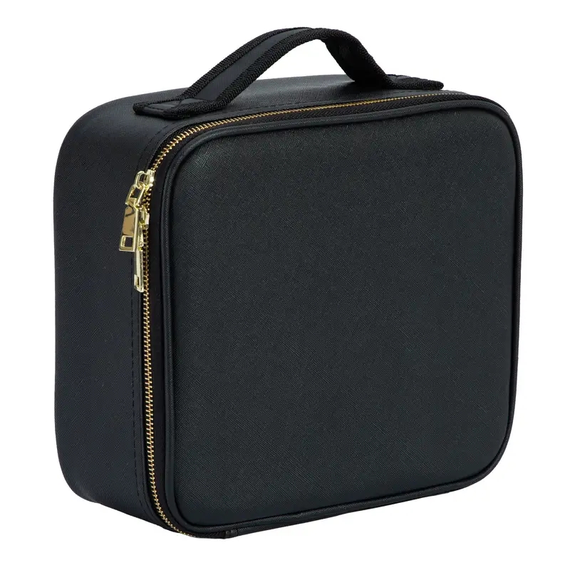 Makeup Travel Train Case With Mirror LED Light 3 Color Adjustable Brightness Cosmetic Bag Portable Storage Adjustable Partition Waterproof Makeup Brus