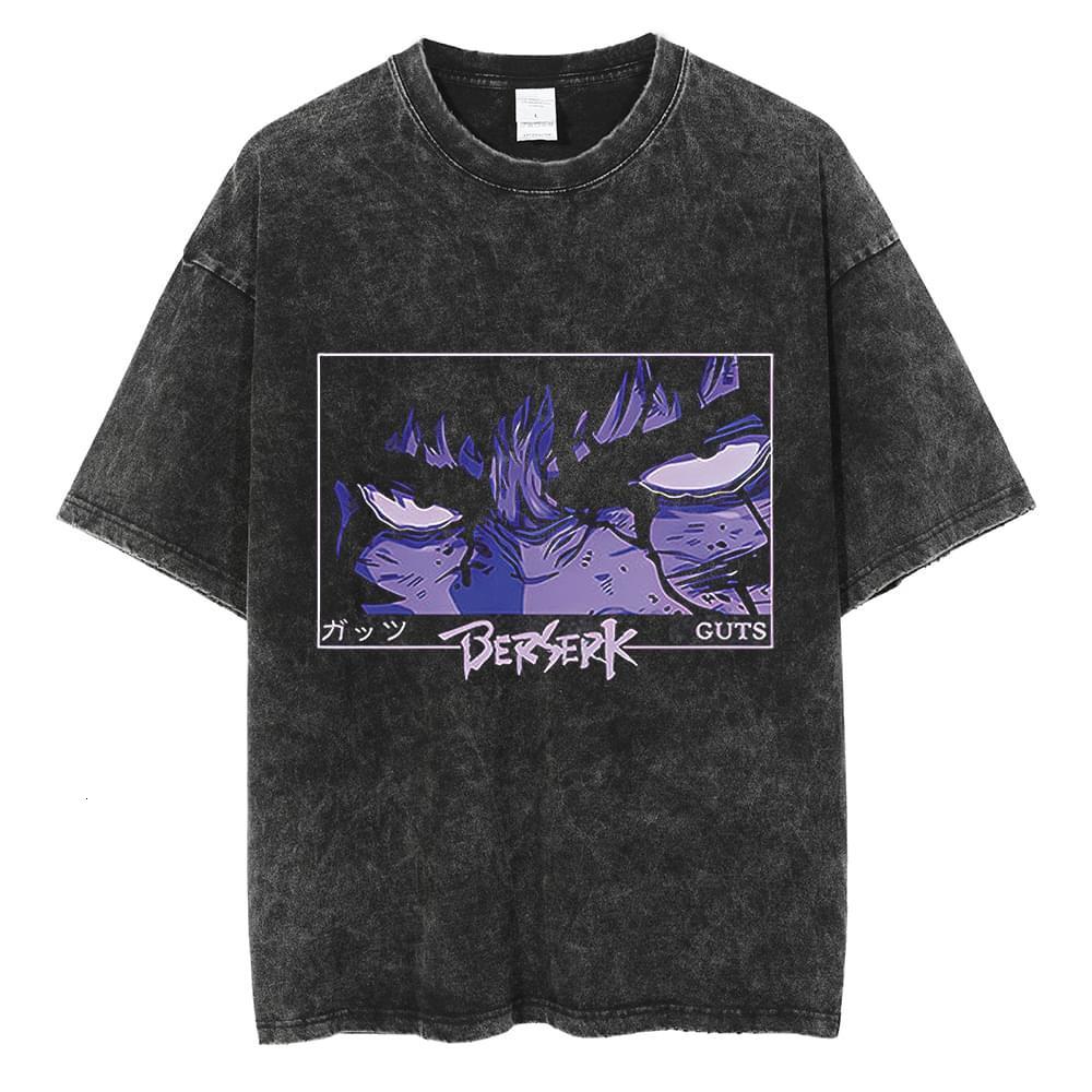 Men's T-Shirts Anime Berserk Tshirt Men Women 100% Cotton Tshirts Guts Washed Vintage T-Shirt Y2k Short-Sleeved Shirts Summer Streetwear Tops 230