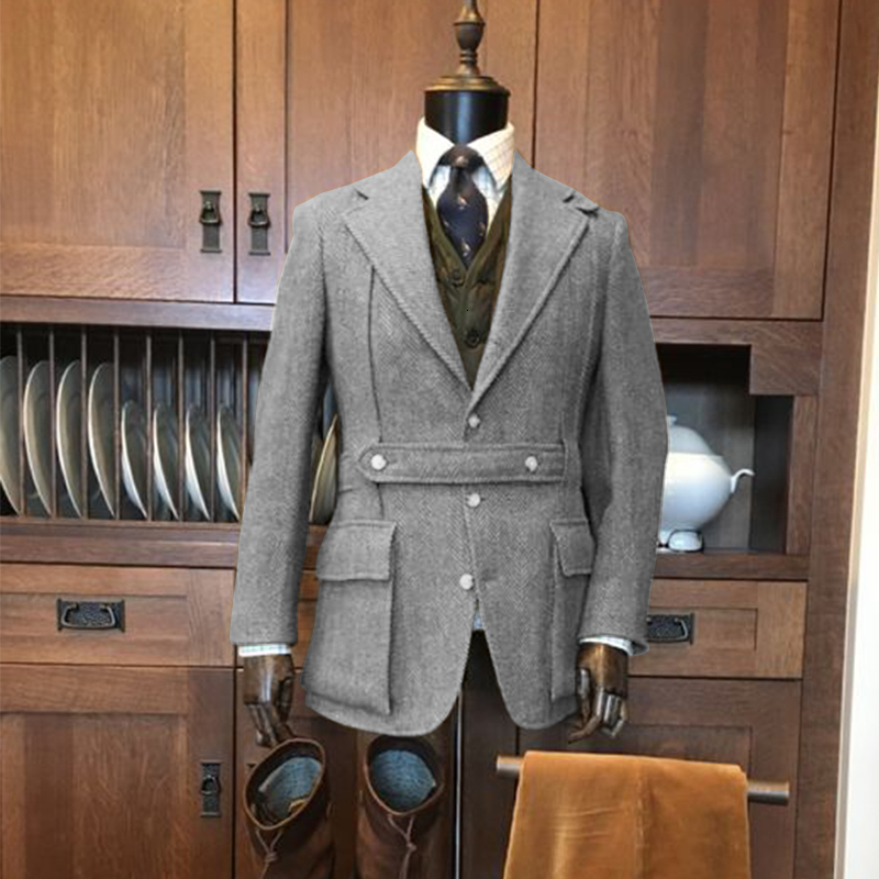 Men's Jackets Herringbone Men's Jacket Vintage Steampunk Outerwear Slim Fit Tailored Custom Male Coat Bombers Jackets Formula one Windbreak 