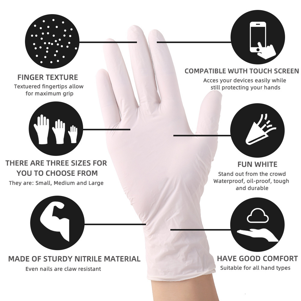 Five Fingers Gloves 2050100 pcs Nitrile Disposable Kitchen Latex Household Cleaning Beauty Barber Food Grade Cake Baking 230816