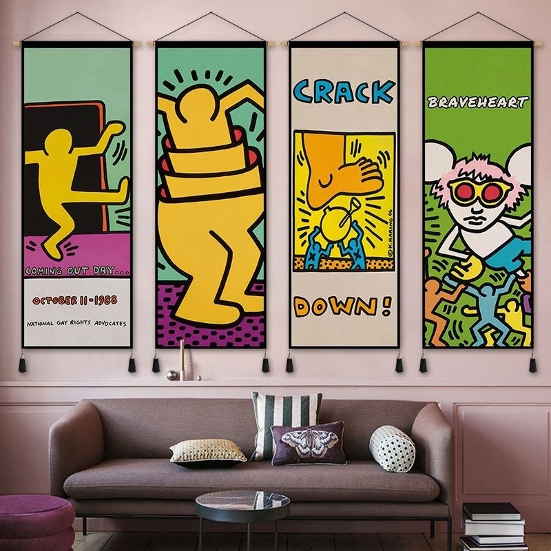 Tapestries American Graffiti Keiths Harings Tapestry Cloth Hanging Painting Living Room Decoration Painting Cartoon Villain Hanging Cloth 230816